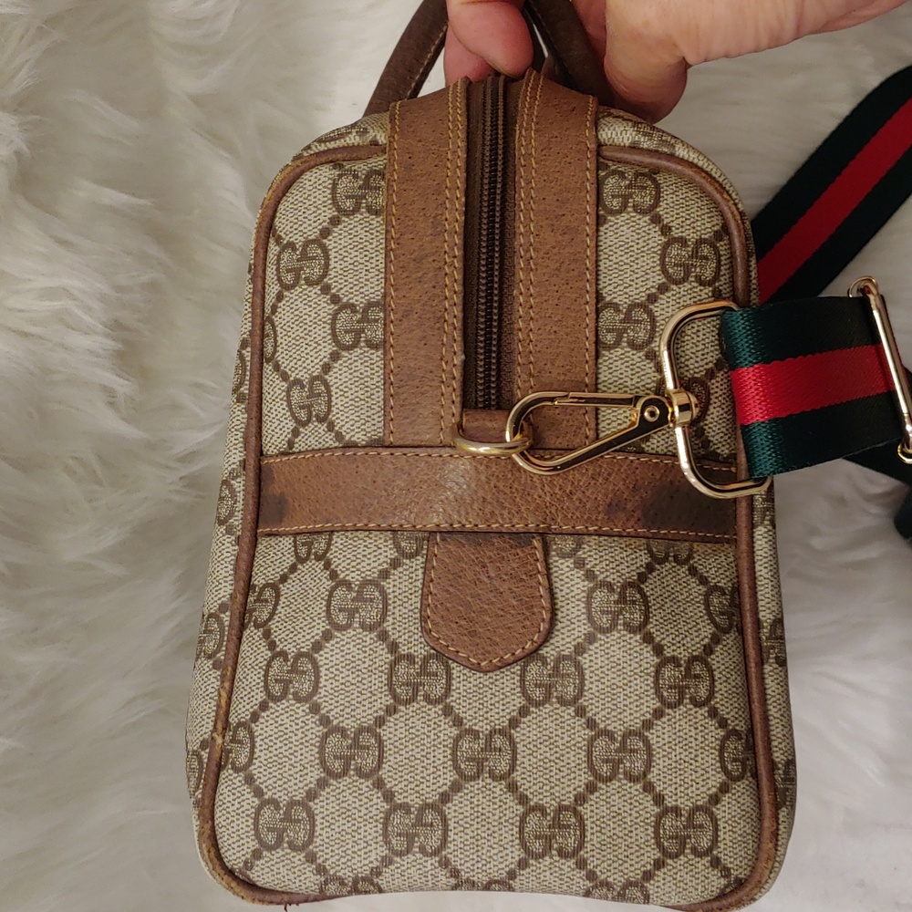 Authentic Vintage Gucci GG Monogram Supreme Sherry Web Ophidia Boston Doctor Bag - Picture 5 of 11